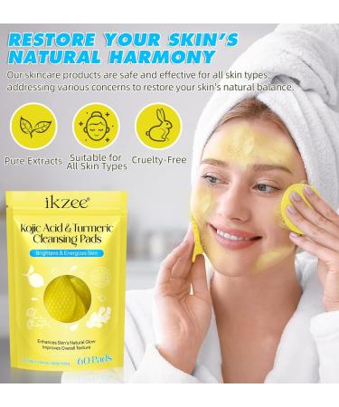 Turmeric Kojic Acid Pads - 60 Exfoliating Cleansing Pads for Dark Spots | Suitable for All Skin Types - 2 Pack - Buy Online on GoSupps.com