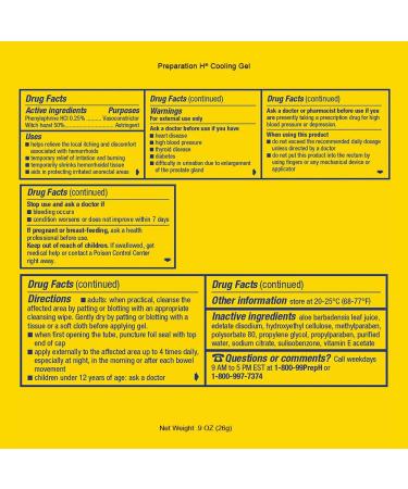 Preparation H Cooling Gel with Vitamin E and Aloe | Fast Hemorrhoid Symptom Relief | 0.9 Ounce Tube - Buy Online on GoSupps.com