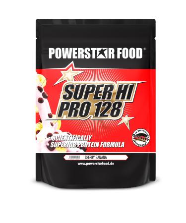 Powerstar Super Hi Pro 128 |Multi-component protein powder Cherry-Banana 1kg |Highly possible biological value |Protein powder with 79% protein i.tr.|Protein shake for muscle building Cherry-Banana 1 kg (1 Pack)