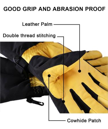 OZERO Winter Gloves Ski Mittens 3M Thinsulate Insulated Snow Work Heated Glove - Yellow Medium Pair - Buy Online on GoSupps.com