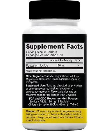 Potassium Iodide Radiation Tablets 130mg (280 Tablets) - 2 Pack EXP 05/2032 | Ki Pills for Radiation | YODO Naciente Anti Nuclear Fallout Tabs - Buy Online on GoSupps.com