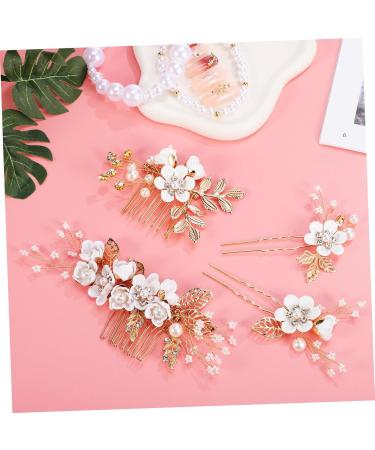 PLAFOPE 1 Set Comb Set Bride Side Combs Hair Decorations U Shaped Hair Pins Rhinestones Wedding Side Comb Wedding Hair Pins Wedding Veil Combs Flower Bridal Combs Hair Flowers Pearl White - Buy Online on GoSupps.com