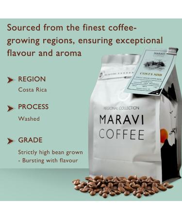 Maravi Speciality Coffee - Costa Rica SHB Arabica Coffee - Drip Grind Coffee - Medium Roast - Chocolate Grape & Macadamia Notes - 400g Drip Grind 400 g (Pack of 1) - Buy Online on GoSupps.com