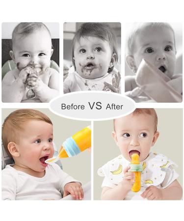 Termichy Baby Spoon Fruit Sucker Bottle Squeeze Feeder | Silicone Baby Food Feeder Cutlery Set - 2 Pieces (30ml & 90ml) in Blue & Green - International Shipping Available - Buy Online on GoSupps.com
