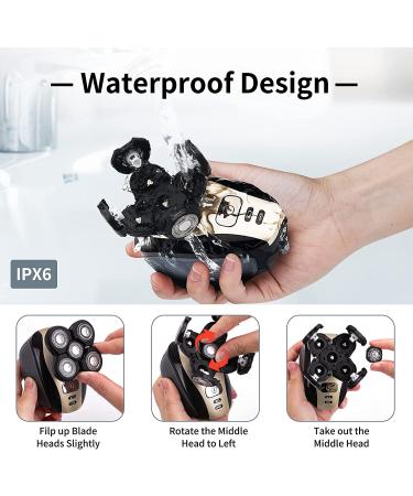 Bald Head Shaver Kit for Men - 5 in 1 USB Rechargeable Electric Razor with Rotary Blades, Clippers, Nose Trimmer - Wet/Dry 5D Head Shaver - Buy Online on GoSupps.com