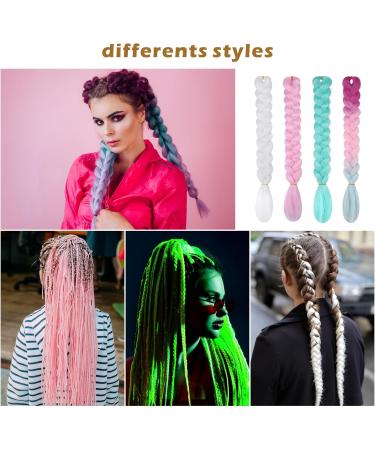 Huiguli Braiding Hair Extension Grow in the Dark for Women Fluorescent Ombre Jumbo Braiding Wigs Kanekalon for Twist Braiding for Women (Green) - Buy Online on GoSupps.com
