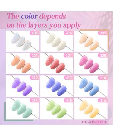 Perfect Summer Makron Jelly Gel Nail Polish Set - 12 Colors Transparent Soak Off Nail Gel for Manicure Salon 12ml - Buy Online on GoSupps.com