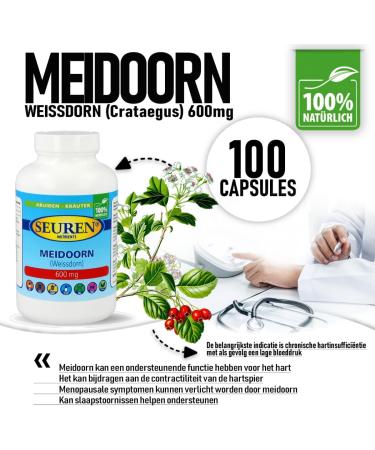 Seuren Nutrients Hawthorn 600 mg - 100 Capsules - Buy Online on GoSupps.com