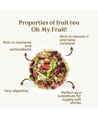 Oh My Fruit Organic Loose Leaf 100g (50 Cups) | Fruit Tea Loose with Orange Raspberry Apple Lemongrass and Real Stevia Leaf REPLANTEA - Buy Online on GoSupps.com