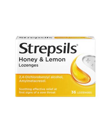 Strepsils Honey & Lemon Lozenges 36s Gluten Free Sore Throat Relief Soothes Sore Throat Fights Infection Works in 5 Mins
