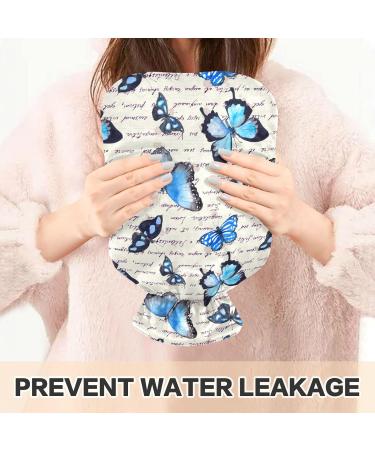 Blue Butterflies Hot Water Bottle 1L | BPA Free Small Hot Water Bag for Pain Relief & Cold Compress - Buy Online on GoSupps.com