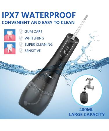 Rechargeable Cordless Water Flosser with 5 Modes | Teeth Cleaner & Plaque Remover for Braces | 400ML Black - Buy Online on GoSupps.com