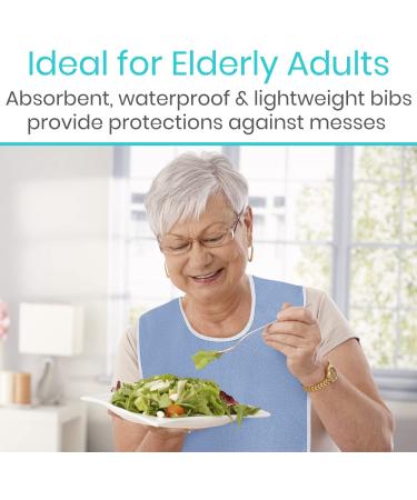Vive Adult Bibs (2 Pack) - Waterproof Apron Set for Eating - Adjustable Strap, Washable Terry Cloth - Ideal for Elderly, Seniors, Disabled - Buy Online on GoSupps.com