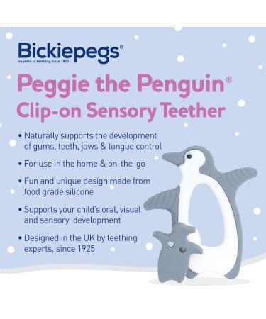 Bickiepegs Peggie the Penguin Sensory Bite Toy | Dental Aid for Babies & Toddlers | Front Gray & White Clip-On Teether - Buy Online on GoSupps.com
