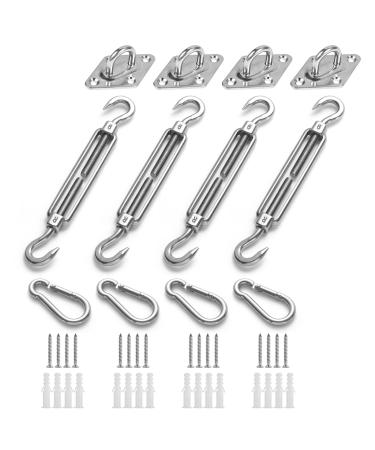 Homper M6 sun sail fastening kit sun sail accessories assembly for square triangular sun sails of stainless steel (12-piece set for square + 16st screws) silver