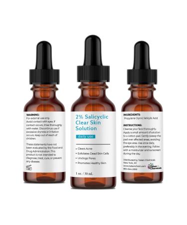 Salicylic Acid 2% Solution 1 oz - Talsen Chemicals | Clear Pores Control Oil & Exfoliate - Buy Online on GoSupps.com