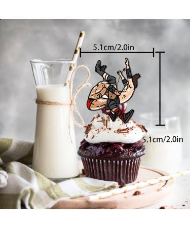 18pcs Glitter Wrestling Boy Dessert Cupcake Topper Wrestling Theme Decor Supplies Boy Man Wrestler Happy Birthday Party Decorations - Buy Online on GoSupps.com