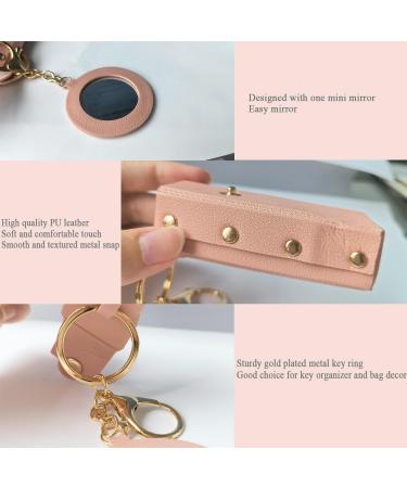 PU Leather Lipstick Holder Keychain with Mirror - Travel Lipstick Pouch & Organizer Gift for Women - Buy Online on GoSupps.com