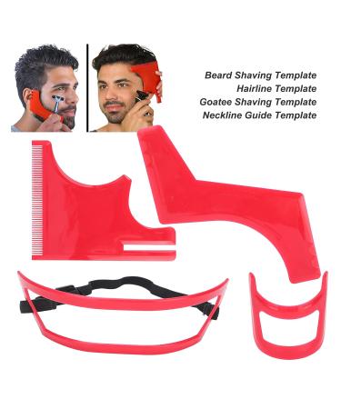 Beard Shaping Tool Kit | Beard Styling & Grooming Red Plastic Template Set | Perfect Hairline & Beard Line Shaping for Men - Buy Online on GoSupps.com
