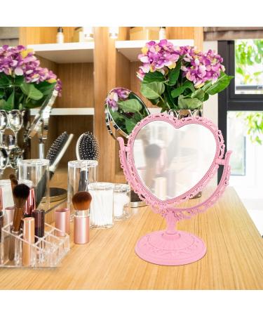 2 Pack Heart Mirror - Double-Sided Rotatable Cosmetic Mirror for Girls Bedroom (Pink & Purple) - Buy Online on GoSupps.com