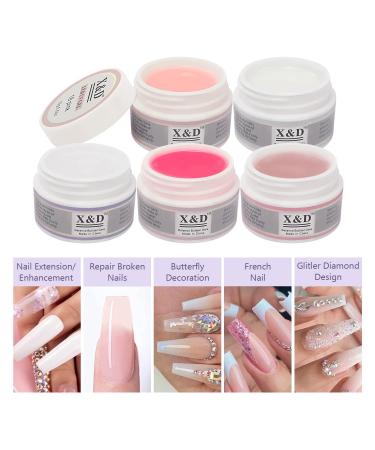 X&D Gel Nail Polish Kit with Polygel Quick Dry Clear Extension - 5 Colors, Dual Forms, Brush, File Set - 8 pcs - Buy Online on GoSupps.com