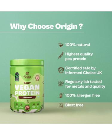 Origin. Nutrition 100% Natural Plant Protein Powder Ranked Best Vegan Protein by Independent Scientific Research Easy to Digest Unflavoured with 25g Plant Based Protein No Added Sugar 250g - Buy Online on GoSupps.com