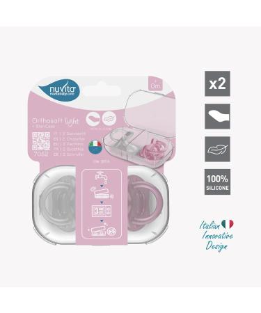Nuvita 7052 Orthosoft Light Rullners - 100% Silicone with Orthodontic Suction Wart 0m+ & Self-Sterilizing Cover - Pink/Transparent | International Shipping - Buy Online on GoSupps.com