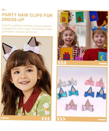 ifundom 6 Pairs hair clips cat ears hairpin barrettes for girls bobby pin for thick hair girls hair barrette hair bows clips girls barrette Princess Miss hair accessories fabric - Buy Online on GoSupps.com