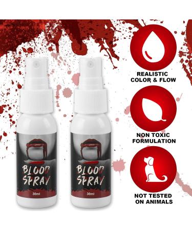 2 Pcs Fake Blood Spray - Halloween Blood Splatter Makeup for Clothes - Realistic Zombie & Vampire Costume Cosplay - 2 x 30ml Red - Buy Online on GoSupps.com
