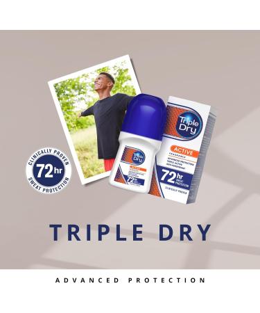 Triple Dry Men Active Fragrance Anti-Perspirant Roll On 50ml | 72-Hour Protection - Male Active Formula - Buy Online on GoSupps.com