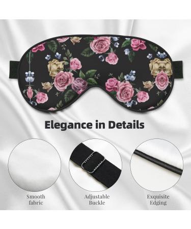 Adjustable Black Background Rose Sleep Mask - Breathable & Fashionable Eye Mask for Comfortable Sleep | International Shipping - Buy Online on GoSupps.com