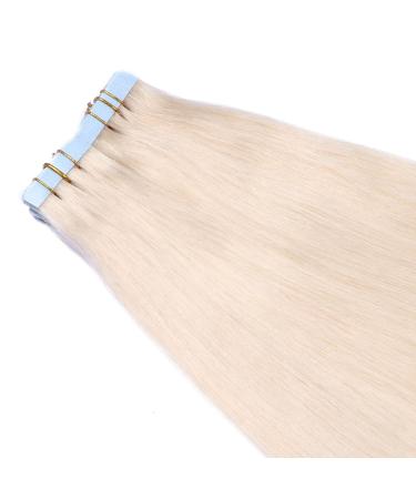 Tape In Hair Extensions - #60 White Blonde - 50cm - 100% Remy Real Hair - 60 Tresses 4cm Wide - Adhesive Tape Extensions by Novon Hair Extensions - International Shipping Available - Buy Online on GoSupps.com