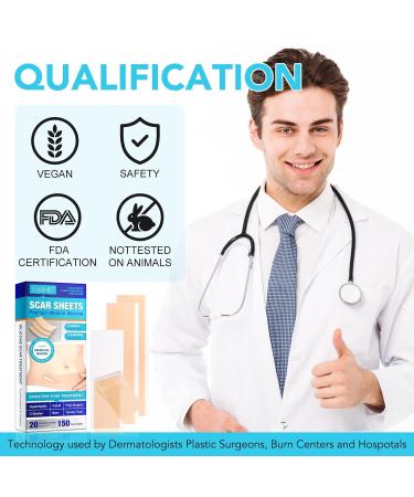 Silicone Scar Sheets 20Pcs - Professional Reusable Silicone Scar Tape for Surgical Scars, C-Section, Burn, Keloid & Acne Removal - Buy Online on GoSupps.com