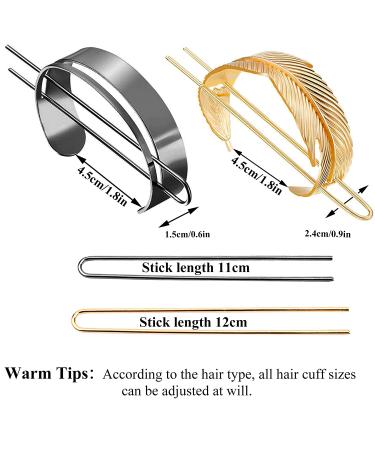 5-Piece Round Top Hair Stick Set | High Polished Alloy Bun Cage Feather Hair Clip | Wedding Hair Accessories for Women Girls (Gold Silver Black) - Buy Online on GoSupps.com