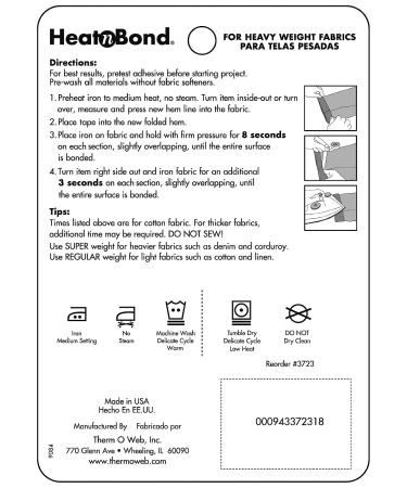 HeatnBond Hem Iron-On Adhesive - Regular Weight - White - Buy Online on GoSupps.com