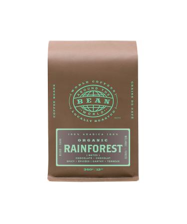 Bean Around The World Coffees Whole Bean Dark Roasted Rainforest Organic 340 gr