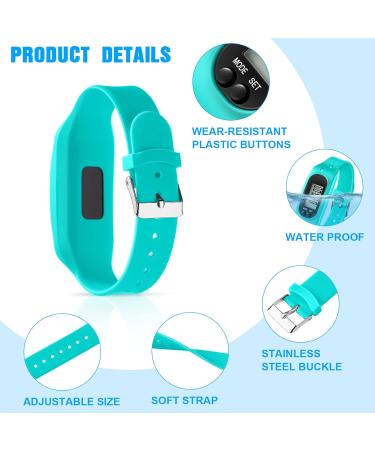 Silicone Fitness Tracker Watch 3 Pcs - Step Counter & Calorie Burner Bracelet Set in Mint Green, Sky Blue, Black - for Men, Women, Kids - Buy Online on GoSupps.com