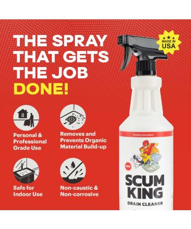 Scum King Drain Cleaner - Powerful 32 oz Formula to Remove Organic Drain Scum | Fast & Effective International Shipping - Buy Online on GoSupps.com