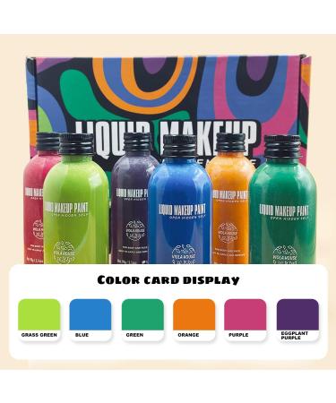 VIOLA HOUSE 6-Color Face & Body Paint Set for Adults | Halloween Cosplay Makeup Kit with 3 Blue Brushes | Purple Liquid Body Painting - Buy Online on GoSupps.com