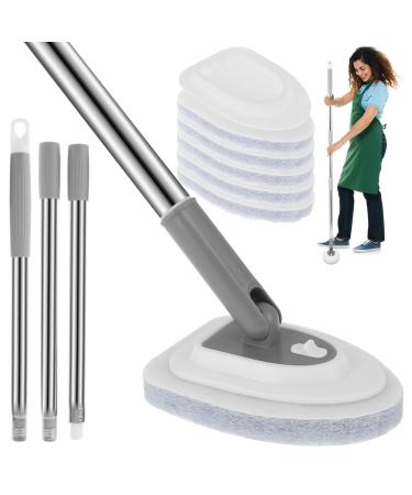 Shower Cleaning Brush with Long Handle 180 Rotatable Tile Tub Shower Scrubber with 5 Replaceable Pads Adjustable Long Handled Scrub Brush for Cleaning Shower Bathroom Cleaner Brush