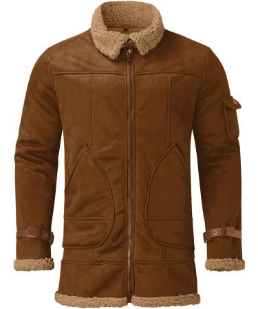Buy Hanxiulin Men's Fleece Plush Jacket - Warm Windproof Casual Winter Jacket in Khaki | Ideal for Outdoor Comfort - Buy Online on GoSupps.com