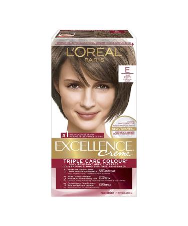 L Or al Paris Excellence Cr me Permanent Hair Color E Light Brown 100% Grey Coverage Hair Dye 1 EA (Packaging May Vary) E Light Brown Cream formula