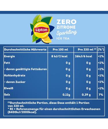 Buy Lipton Ice Tea Sparkling Lemon Zero - Sugar-Free Carbonated Iced Tea 24 x 330ml - International Shipping Available! - Buy Online on GoSupps.com