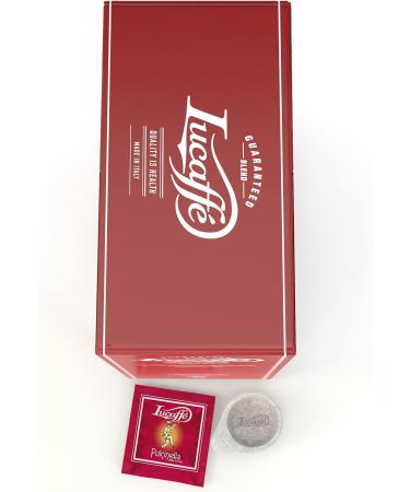 Lucaff Caf Pulcinella 44mm pods 150 compostable ESE paper pods Energy Coffee Arabica and Robusta blend Neapolitan roast - Buy Online on GoSupps.com