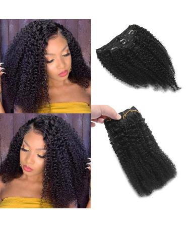 Afro Kinky Curly Clip in Hair Extensions Human Hair 7 Pieces 120g Real Remy Human Hair Full Head Brazilian Virgin Human Hair Extensions Clip in Double Weft Remy Hair (14 Inch Afro Kinky Curly) 14 Inch Afro Kinky Curly