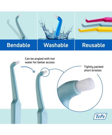 TEPE Compact Single Tuft Brush for Braces, Gum Line, and Implants - Precision Cleaning Tool - 1 Count - Buy Online on GoSupps.com