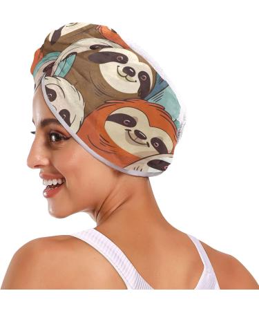 Colorful Sloth Hair Towel 2 Pack Super Absorbent Quick Dry Hair Turbans for Women & Girls | Hair Drying Solution - Buy Online on GoSupps.com