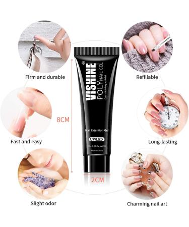 Vishine Poly Extension Gel Nail Kit Mini Nail Lamp Needed Clear Builder Jelly Gel Pink Nude Poly Nail Enhancement Trial All in One French Manicure Kit for Nail Art Starter Kit Nails - Buy Online on GoSupps.com
