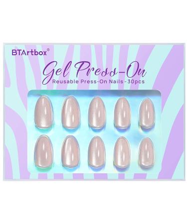Buy Bartbox Glitter Press-On Nails - 30 Almond-Shaped Artificial Nails with Glue - Glossy Yellow False Nails for Women & Girls - Buy Online on GoSupps.com