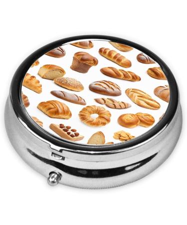 Painted Bread Printed Mini Round Pill Box | 3 Compartment Travel Medicine Organizer | Portable Pill Case for Home & Office - Buy Online on GoSupps.com